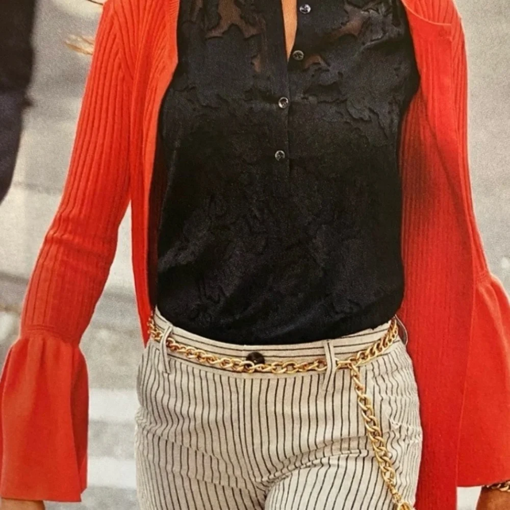 cabi Vibrant Red Bell Sleeve Cardigan
